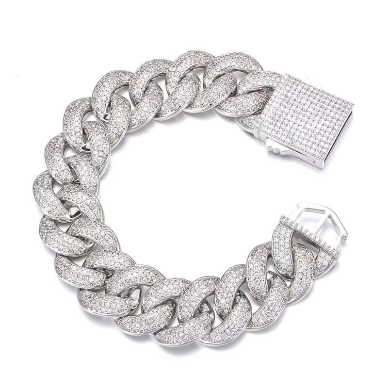 19mm Weave CZ Cuban Link Bracelet | Silver or Gold Tone Brass | Hip Hop Mens Jewelry