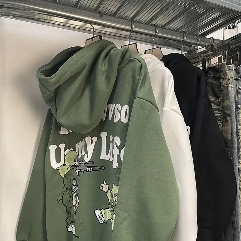 High street hip-hop sweater letter anime hoodie American retro men and women couples on streetwear y2k women oversized hoodie 250618