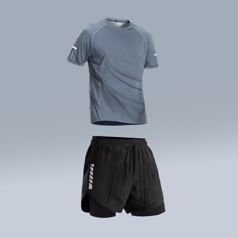 Men's Sports Suit Gym Running Gear Vest Quick-Dry Tight Three-Piece Set Long Sleeve Cycling Jersey