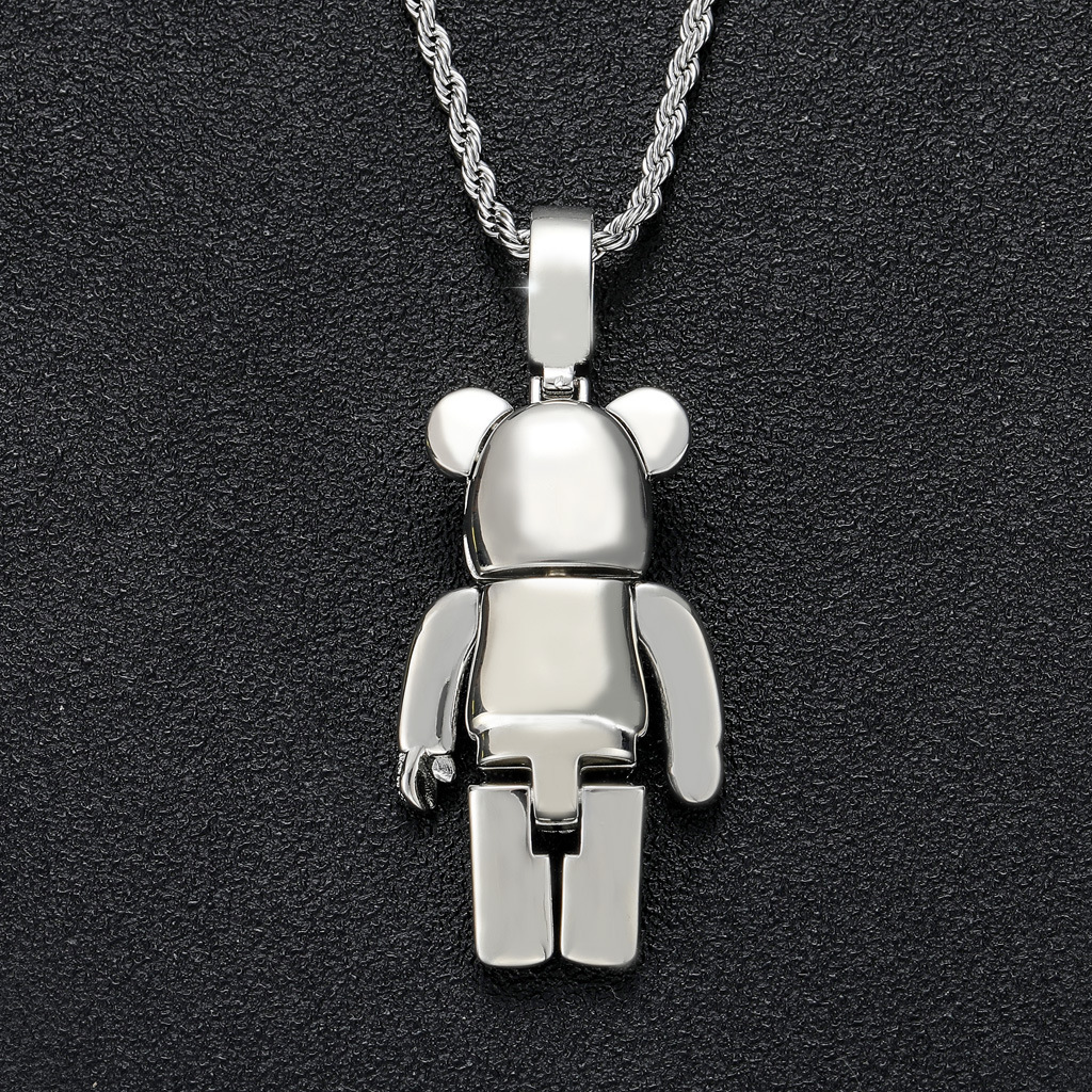 Luxury Moissanite Anime Mecha Bear Iced Out Bling Hip Hop Labubu Pendant Trendy Swag Accessory Pass the diamond tester