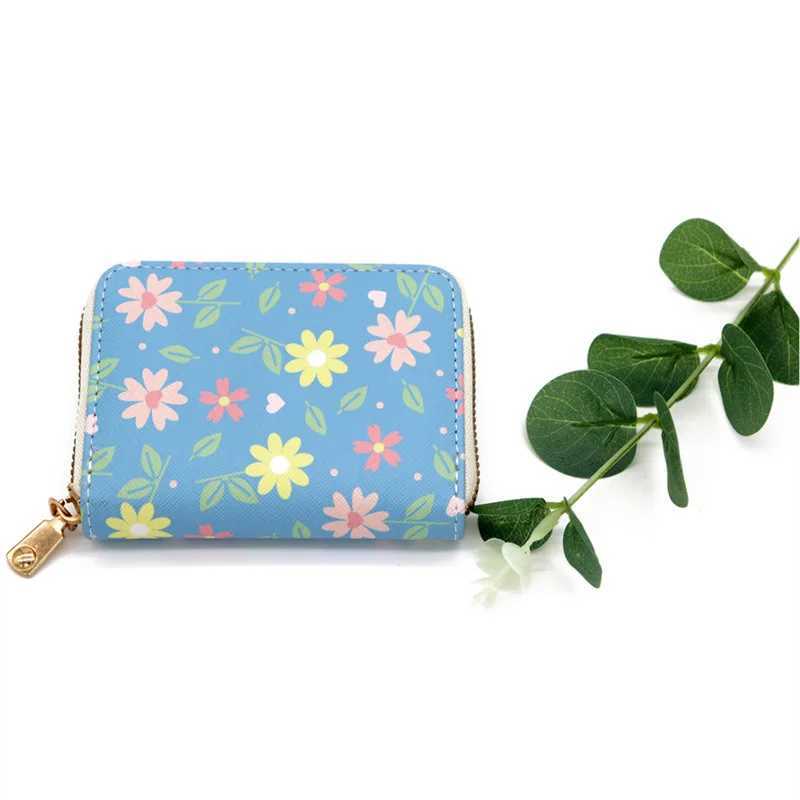 Fi Flower PU Coin Purse for Women Cute Organizer Card Case Lady Holder Multifunctional Zipper Small Short WalletXJ250624