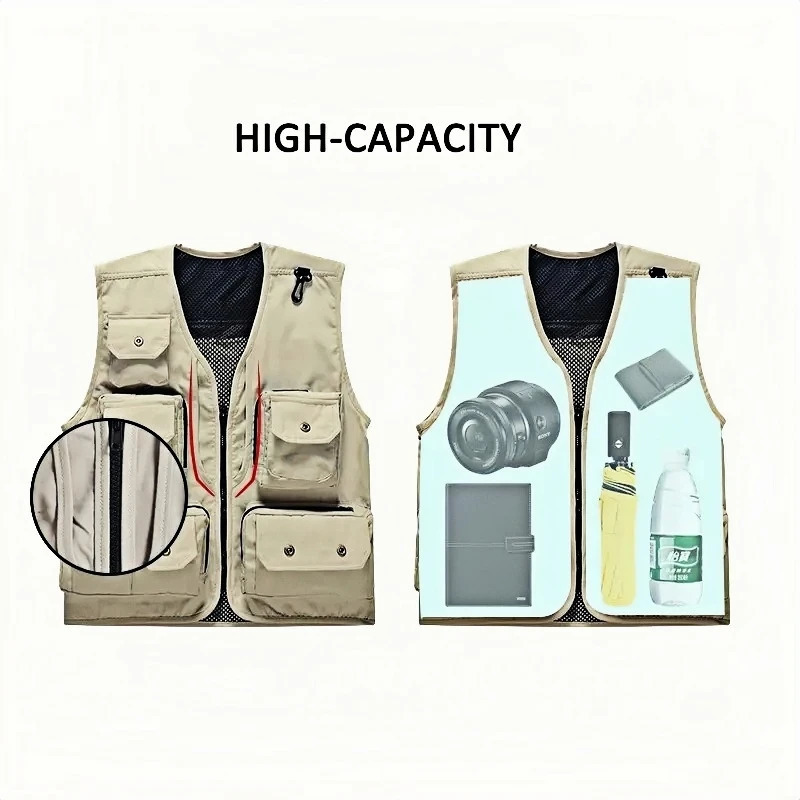 2025 Outdoor Leisure Vest Mens Multi-Pocket Breathable Outdoor Sports Coat High-Quality Leisure Vest Men 250617CJ
