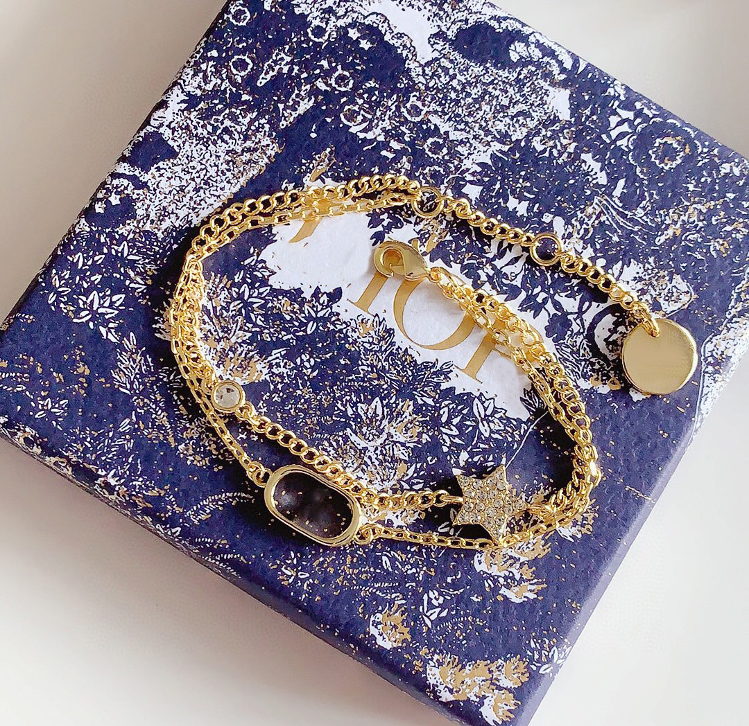 Diamond Designer Bracelet 18K chain Letter Bracelet women starry classic two-piece set bracelet Gold plated Luxury jewelry gift