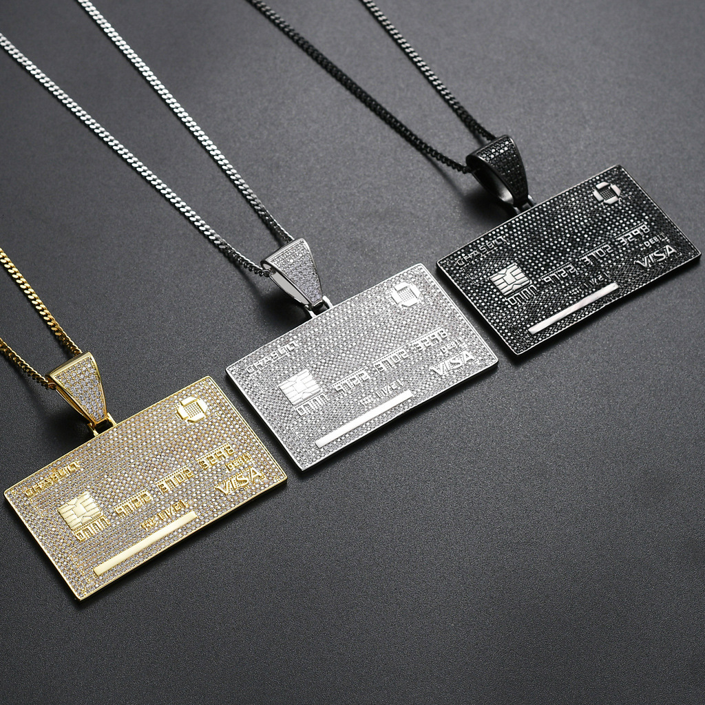 Luxury Moissanite Hip Hop VISA Card Pendant Solid Smooth Personalized Bank Card inspired Fashion Accessory for Trendy Men Pass the diamond tester