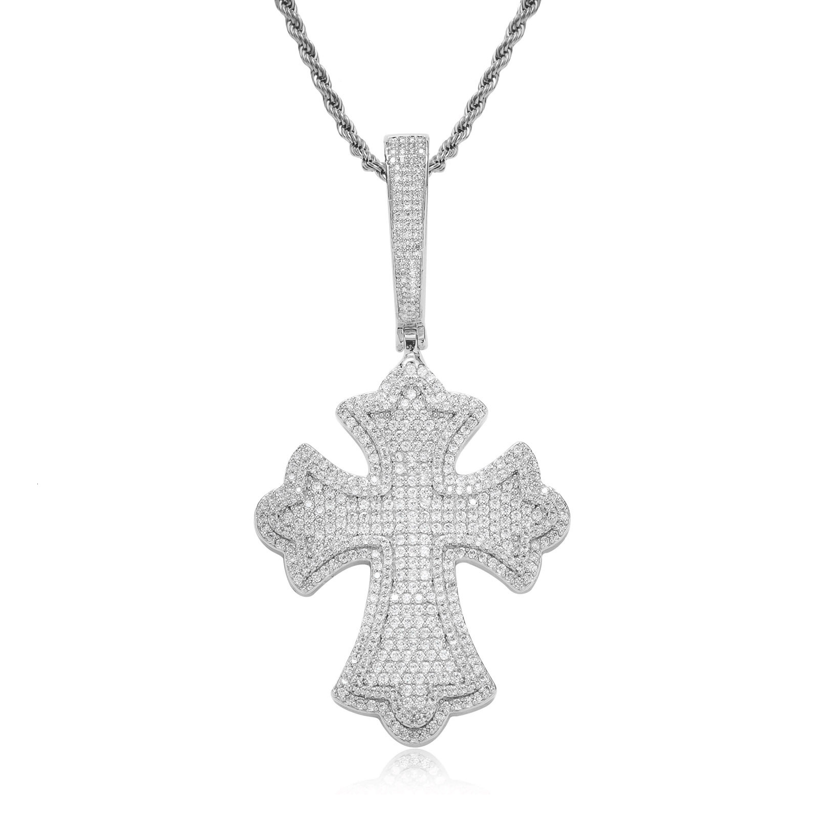 Minimalist Cross Pendant Full Ice Out Bling Unisex Moissanite Necklace, Creative Versatile Accessory Pass the diamond tester