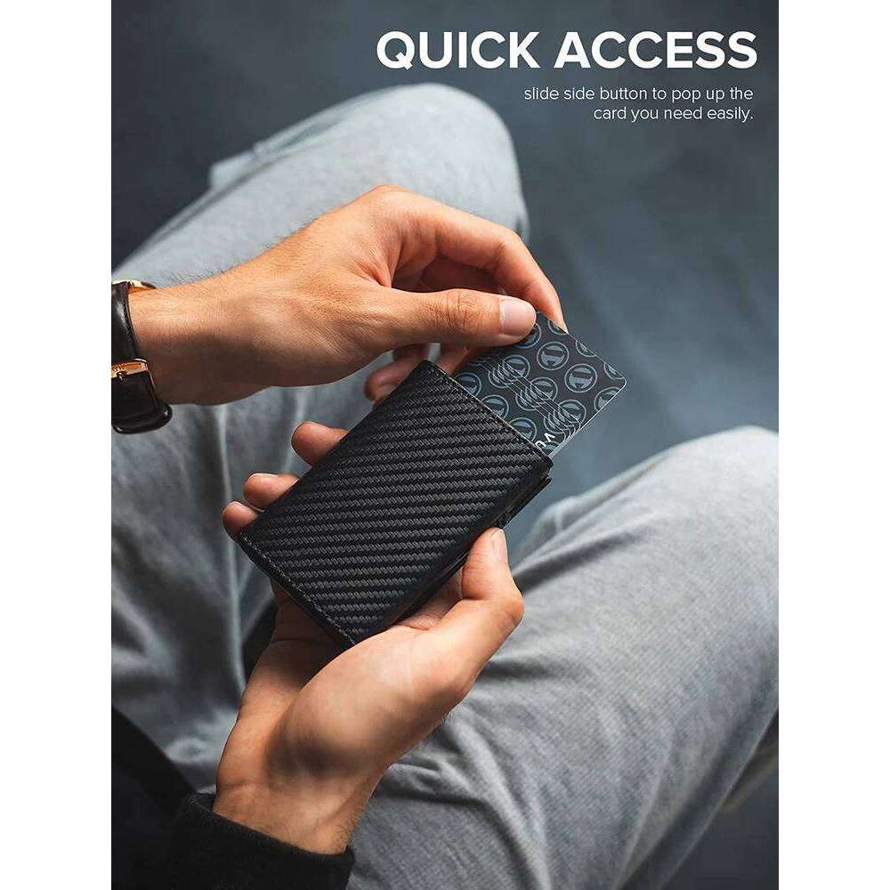 Credit Card Holder RFID Blocking Bifold Men's Wallet With Coin And Banknote Compartment