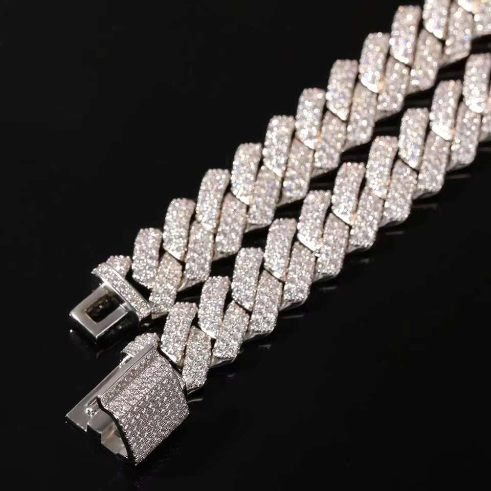 Industrial 13mm Cuban Link Chain 18k Gold Plated Iced Out Full Pave Cubic Zirconia Gold Bracelet for Men