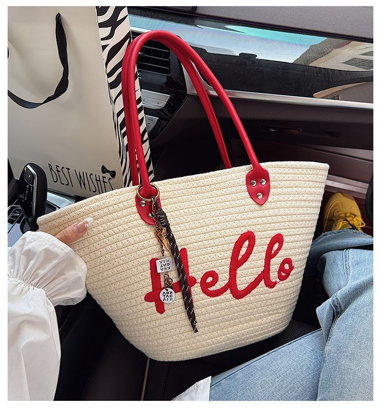 Free Shipping Straw Knitted Purses and Handbags Women Shoulder Bags Straw Woven Side Bag for Ladies Woman Handbag Beach Bag3