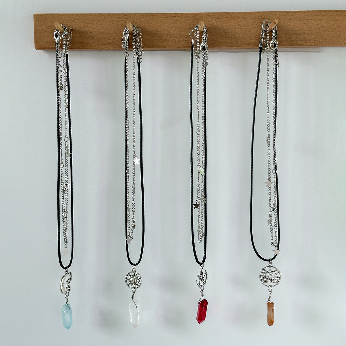 Jewelry Pastoral Crystal Eye Bead Stone Multi-layer Peace Buckle Necklace for Women