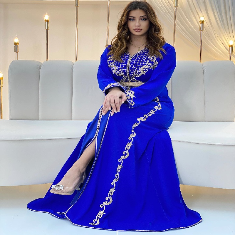 Traditional Albanian Green Prom Dress 2025 Gold Embroidery Caftan Moroccan Evening Dress Abaya Formal Occasion Takchita Vestio De Novias Dubai Robe De