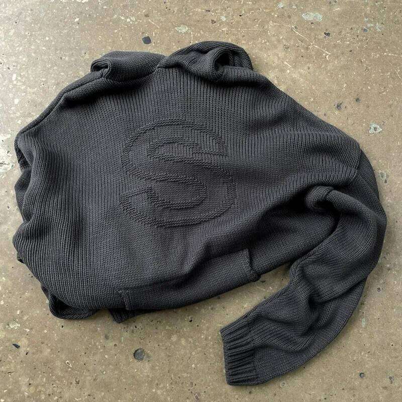 Solid Sweater Letter Graphic Sweaters Y2k Knit Pullover Long Sleeves Fall Winter Warm Women's Knitted Streetwear Emo