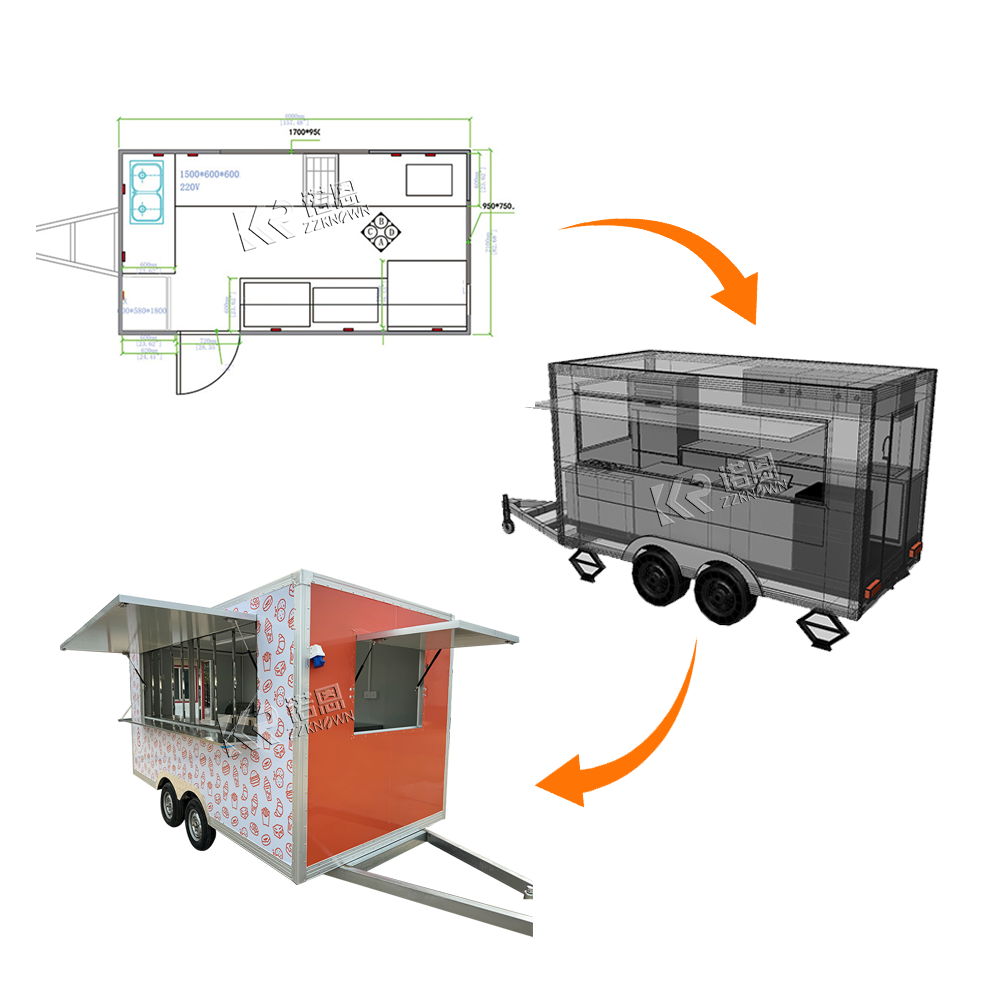 Mobile Food Trailer Fully Equipped Concession Catering Trailer with Customizable Equipments Mobile Street Hot Dog Pizza Coffee Food Trailer For Sale