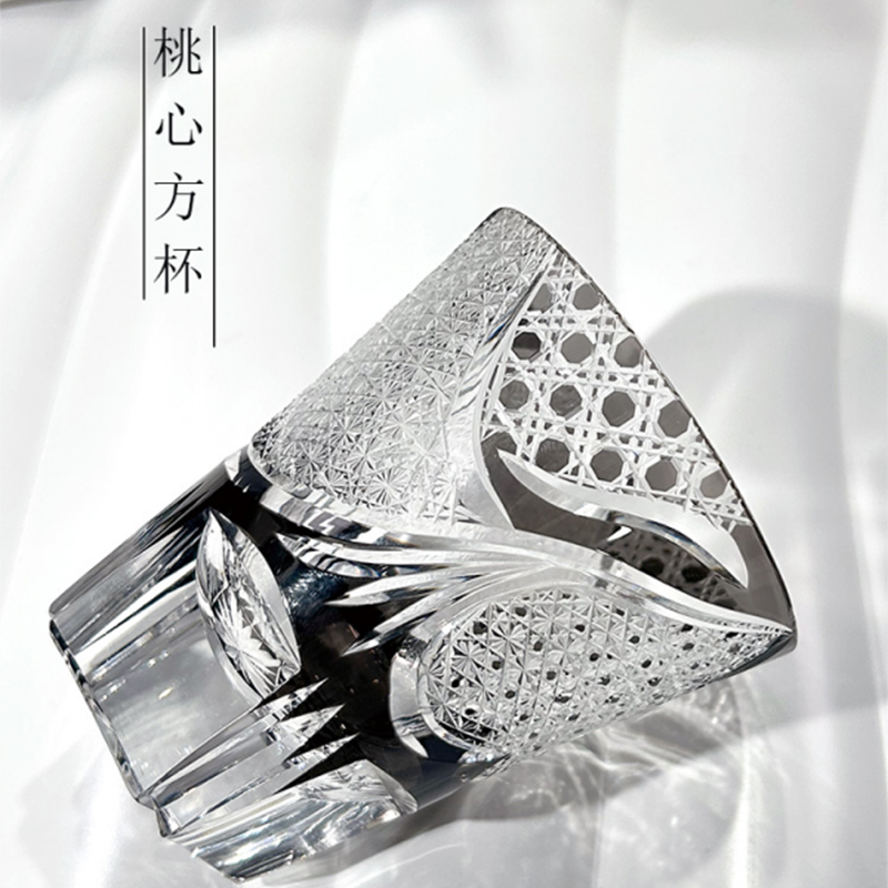 Square double cup lead glass with high aesthetic value, high-end water cup, whiskey and foreign wine glass, fashionable