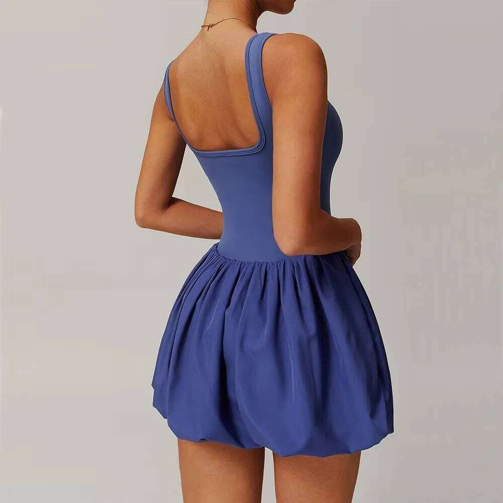 New Sleeveless Sports Dress Short with Underpants Fiess Tennis Skirt Nude Anti-exposure Yoga Set Running