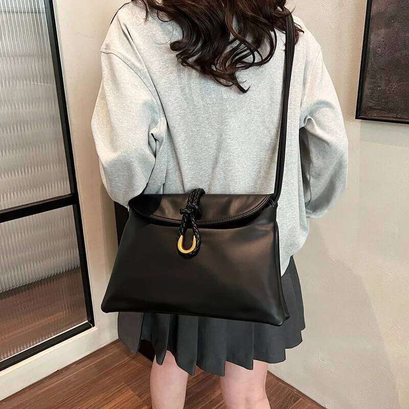 New Classic Fashion Shoulder High-End Soft PU Commuter Bag, Large-Capacity Textured Women's Messenger Bag