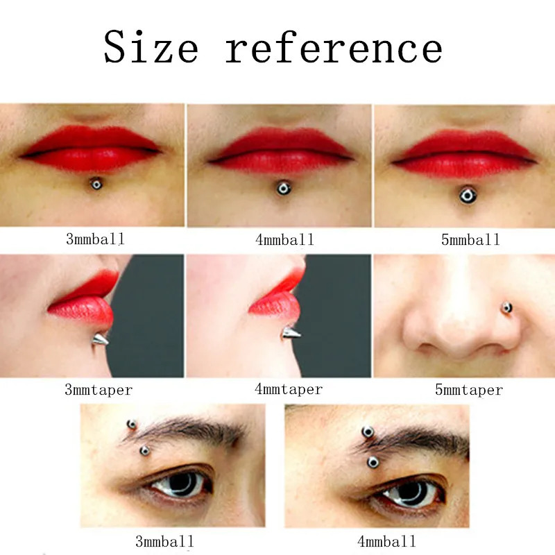 Stainless Steel Piercing Stud Set Nose Ring Sticker Pack Eyebrow Lip Non Piercied Earring Lot 250613