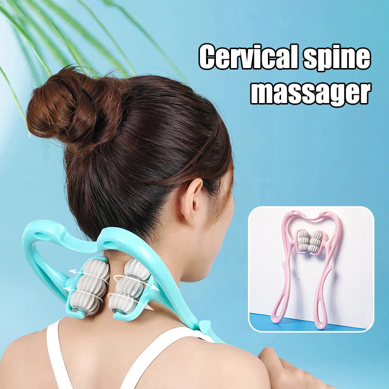 Cervical Neck Massager Manual Neck Clamp Multifunctional Kneading Roller 6Ball Shoulder And Neck Relaxation Massager 250619