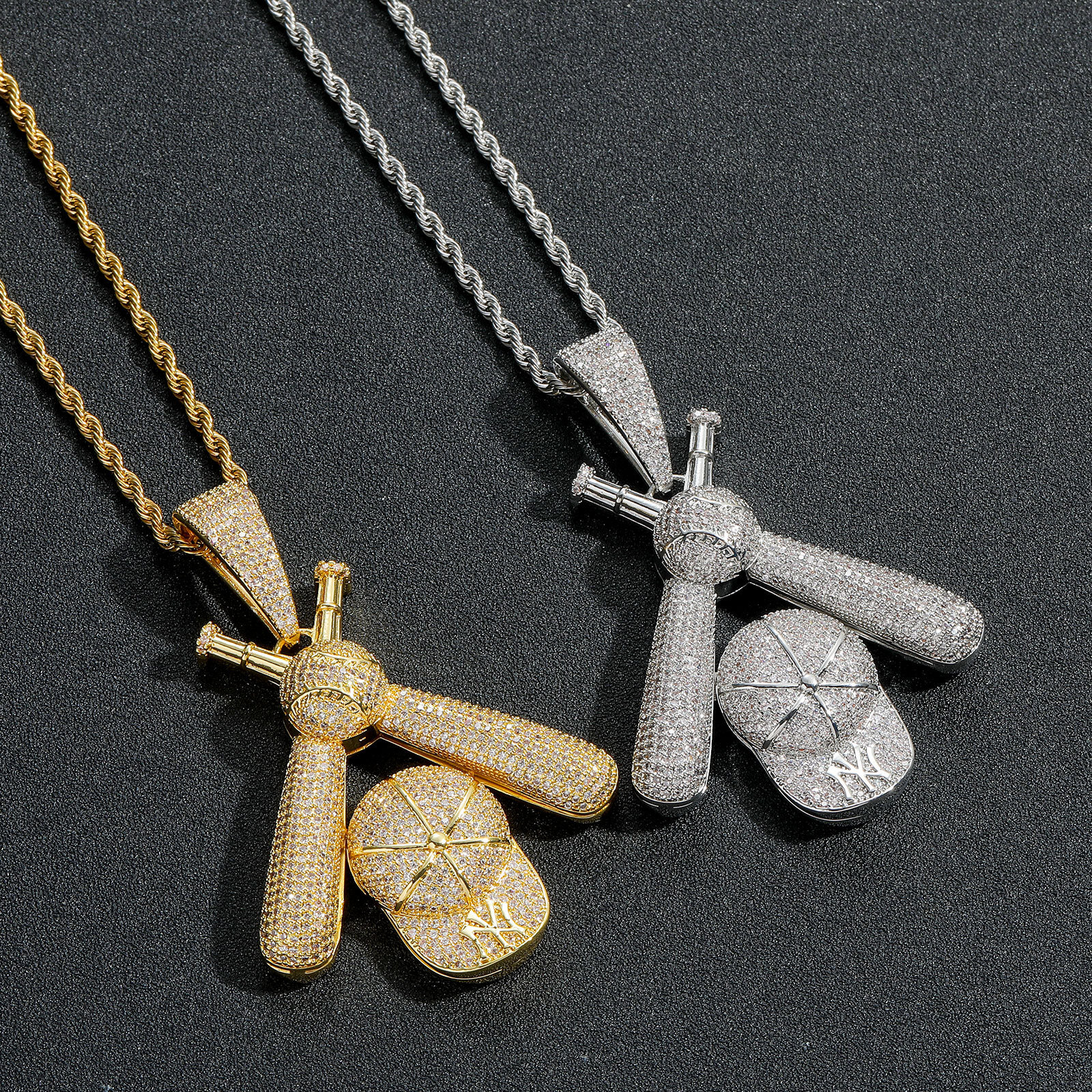 New Style Necklace Hip Hop Baseball Cap Pendant Iced Out 18K Gold Swag Trendy Men Bling Moissanite Jewelry Pass the diamond tester