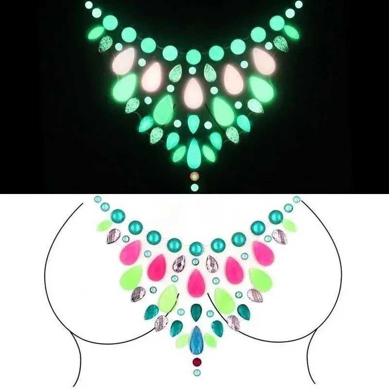 New Luminous Breast Petal Chromophous Acrylic Chest Paste Breathable Nipple Covers Bra Breast Pasties Adhesive Stickers W250624