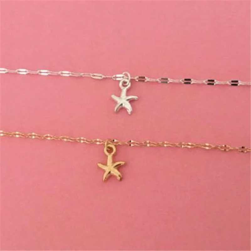 Trendy Summer Gold Color Starfish Chain Anklet For Woman Bohemian Vintage Sandy Beach Footwear Leg Bracelets Female Foot Jewelry U250624