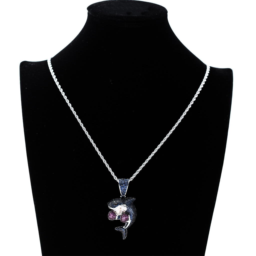 Luxury Moissanite Jewelry Full Diamond Boxing Shark Pendant Luxury Hip Hop Pendant Necklace Pass the diamond tester