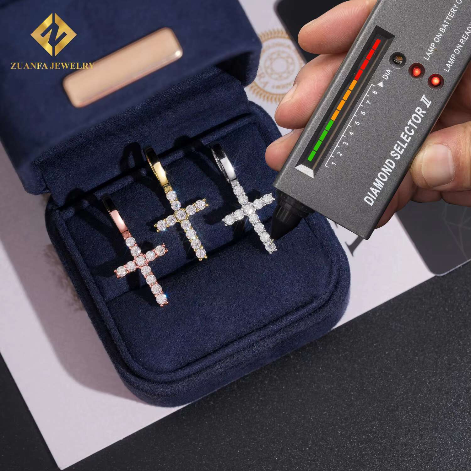 Pass Diamond Tester Iced Out Fire Jewelry 925 Sterling Silver Fashion Cross Pendant Necklaces Charms Hip Hop