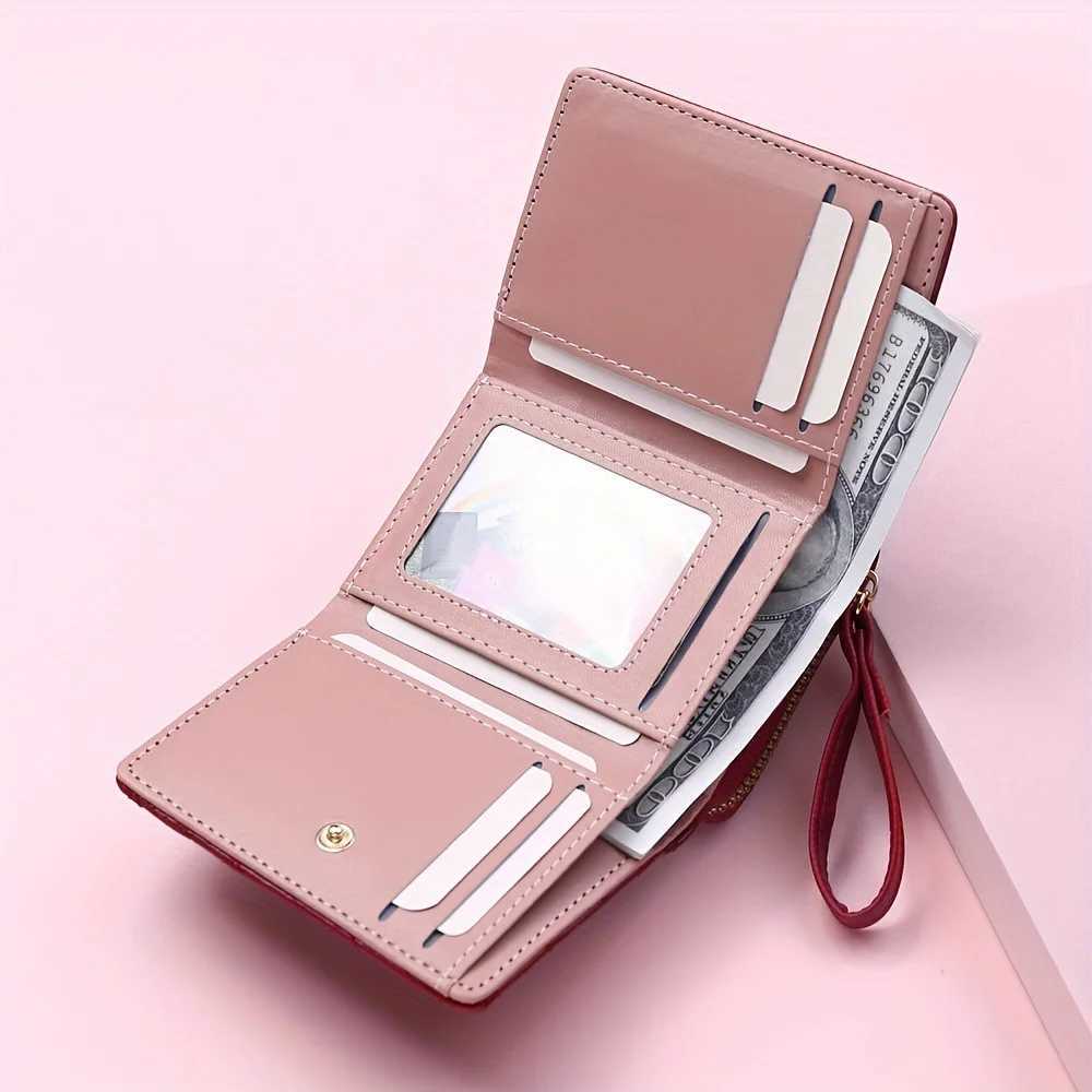 New Candy Color Fi Women Coin Purse Leather Solid Color Vintage Short Wallet Heart Hasp Ladies Girls Card Holder Clutch BagXJ250624