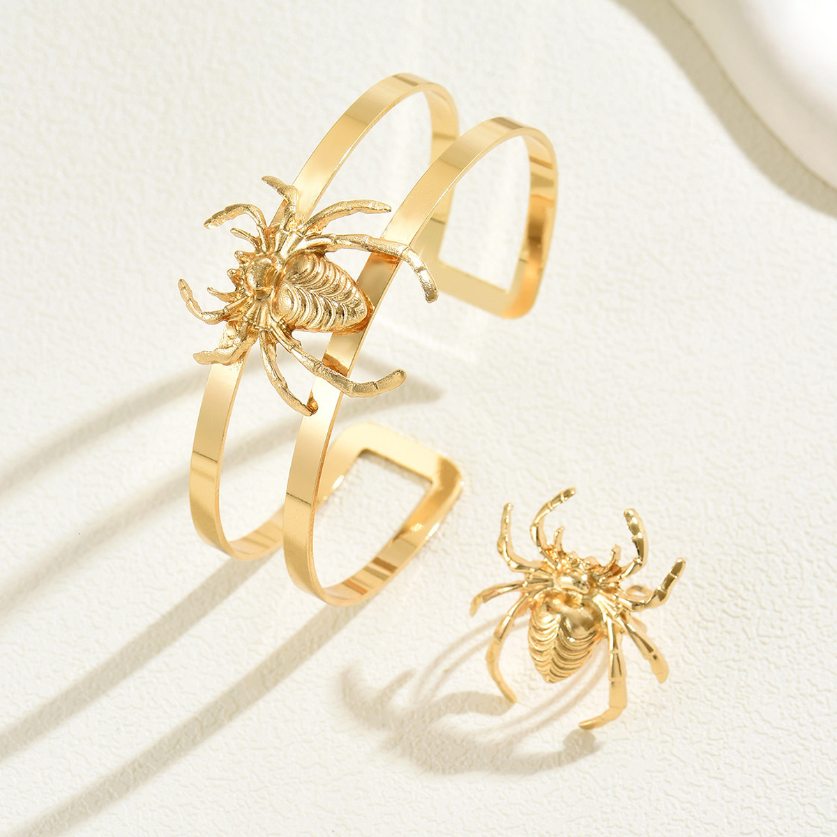 Style Women's Arm Ring Set Personality Spider Design Adjustable Open Bracelet