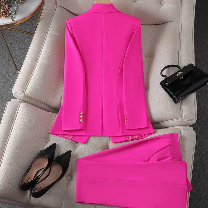 Casual Long Sleeve Blazer Pant Sets Suits For Woman 2025 Fashion 2 Pieces Set Women Office Lady Coats Jackets 250614