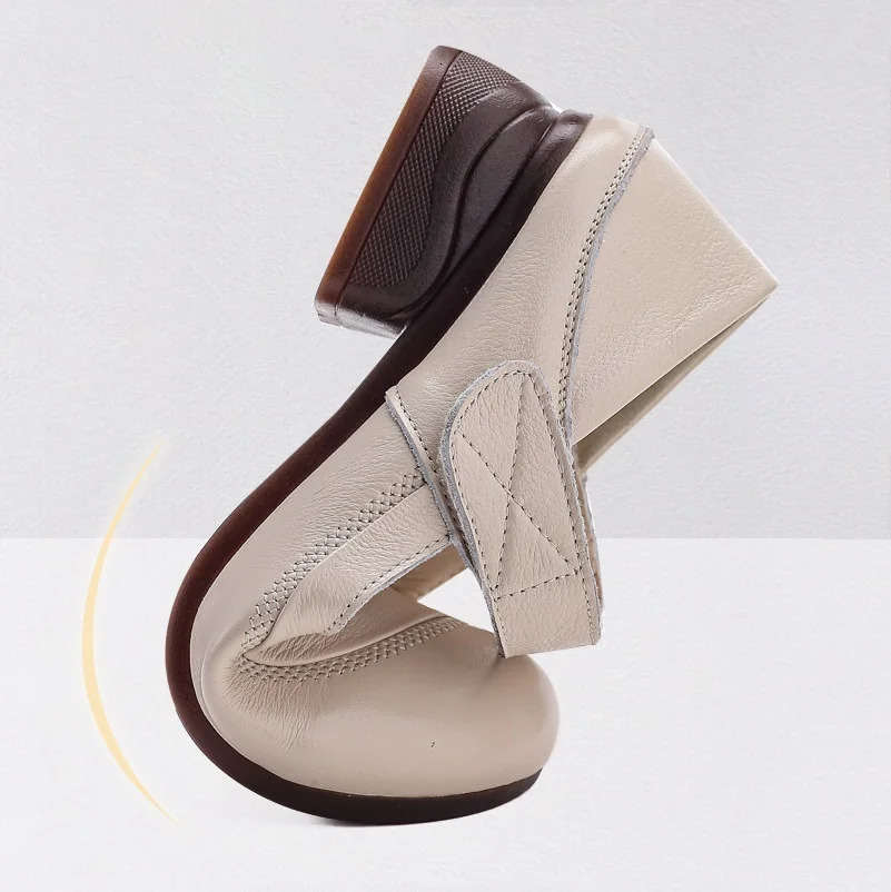 antique cow leather mary jane shoes womens small pressure pumps office ladies formal commute woman square low heels 250624