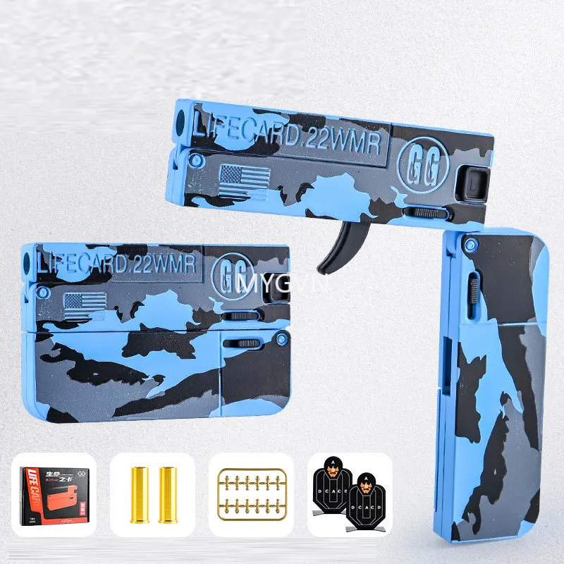 LifeCard Folding Toy Pistol Handgun Toy Card Gun With Soft Bullets Alloy Shooting Model For Adults Boys Children Gifts