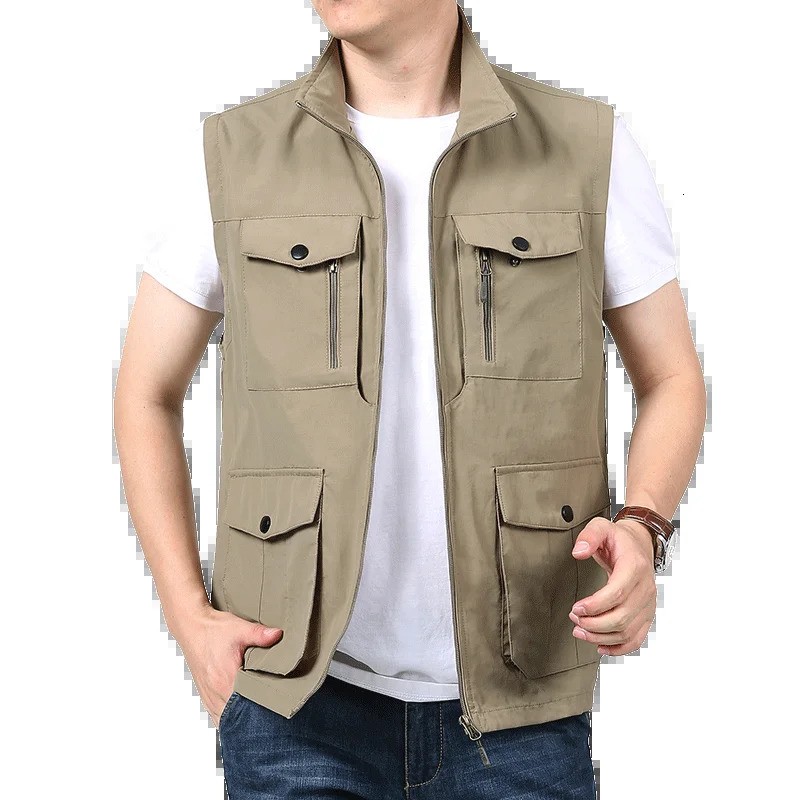 Summer mens outdoor casual vest with breathable multi pocket pography fishing vest a must-have for mens outdoor exploration 250617