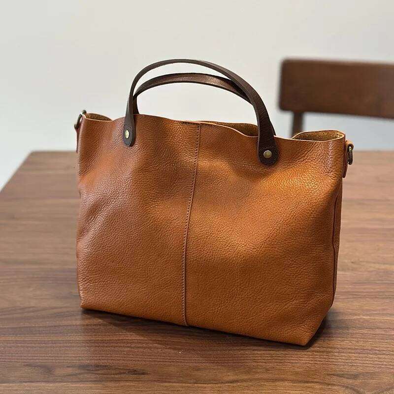 Johnature 2025 Spring/Summer New Women's Genuine Leather Handbag Retro Large Capacity Versatile Shoulder Crossbody Bags