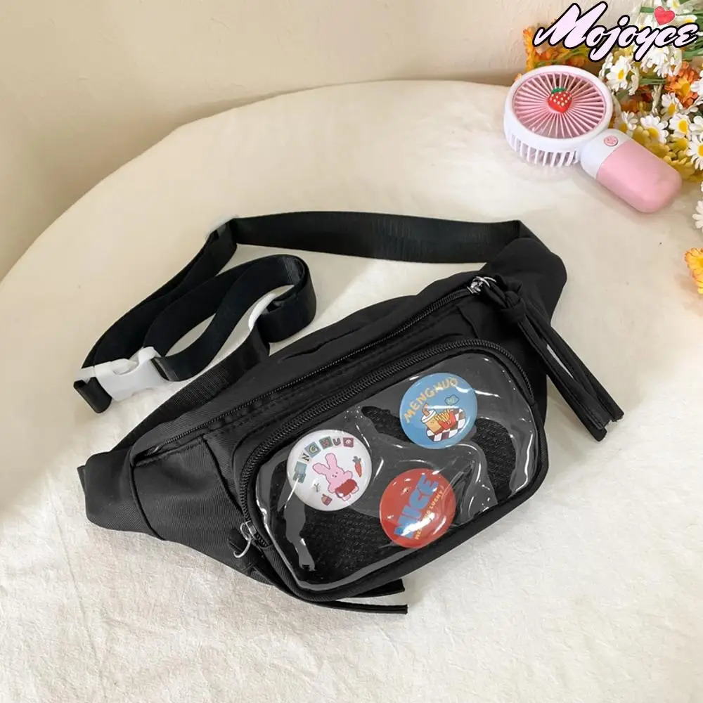 Kawaii Ita Bag with Anime Badge Japanese Nylon PVC Chest Bags for Teen Girls Transparent Waist Pack Ladies Belt Bag Bag 250624