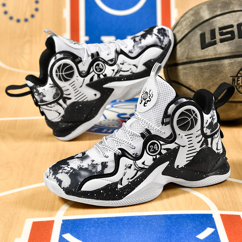 8106-Boys Stylish and Breathable Indoor & Outdoor Sneakers Comfortable Basketball Shoes Non-slip Running Basketball Shoes