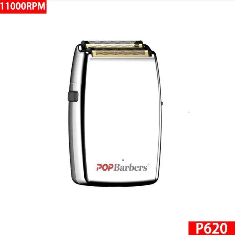 New 11000 RPM 7W Pop Barbers P620 Professional Men's Beard Trimmer Double Foil Electric Shaver USB Hair Clipper