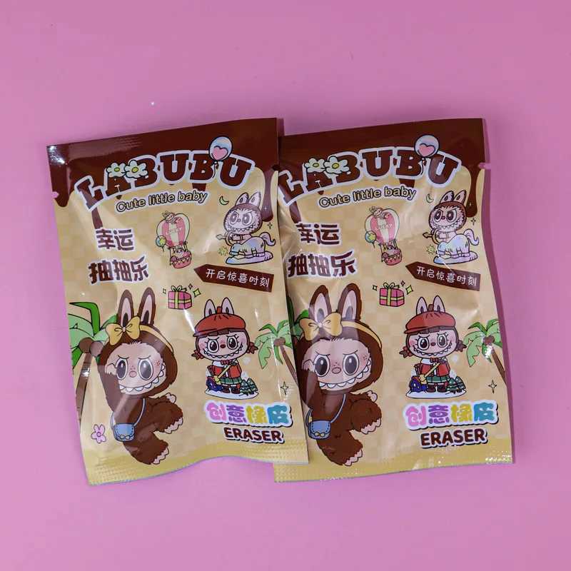 New 32pcs Labubu Eraser Blind Box Anime Stationery Blind Bag Figure Cartoon Eraser Model Doll Toy For ChildrenS School Supplies Y250624