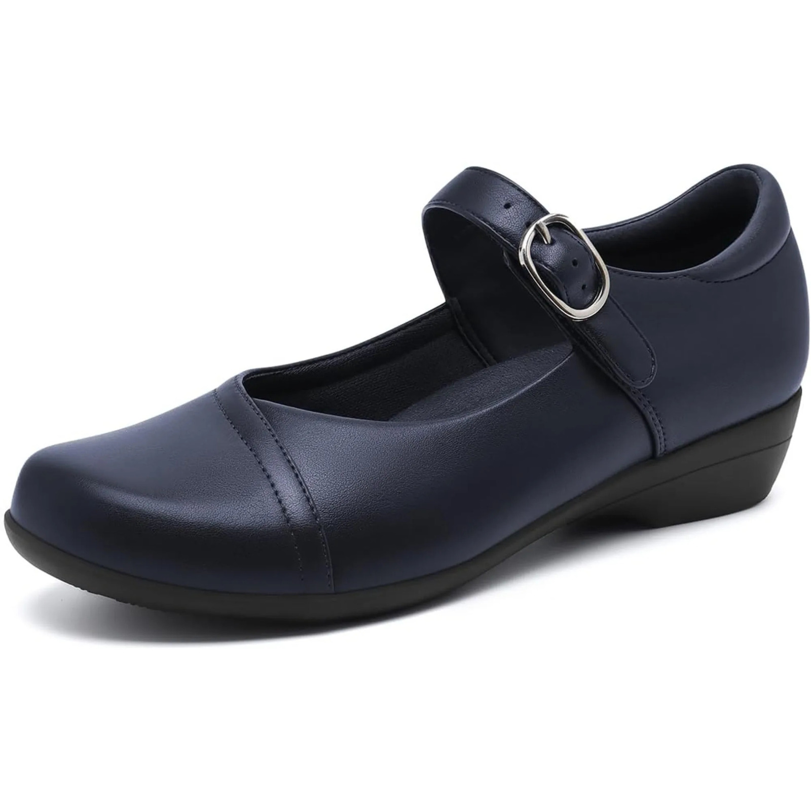 Athlefit Mary Jane Flats for Women Dressy Ballet Shoes Comfortable Round Toe Buckle Work Flat Shoes 250624