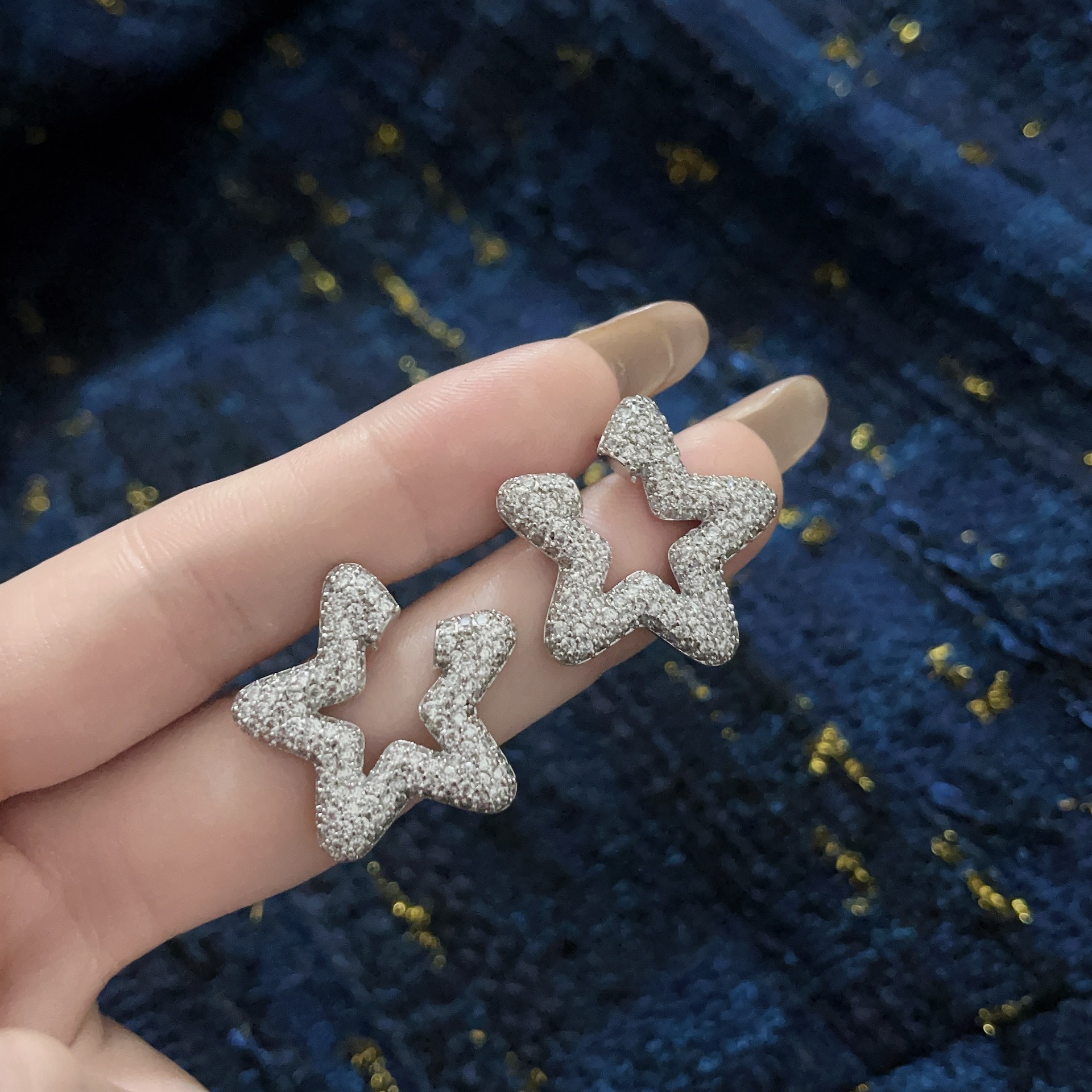 2025 Choucong Korean Ins Top Sell Luxury Jewelry 925 Sterling Silver Pave White 5A Cubic Zircon CZ Diamond Party Elegant Lady Women Star Stud Earring 