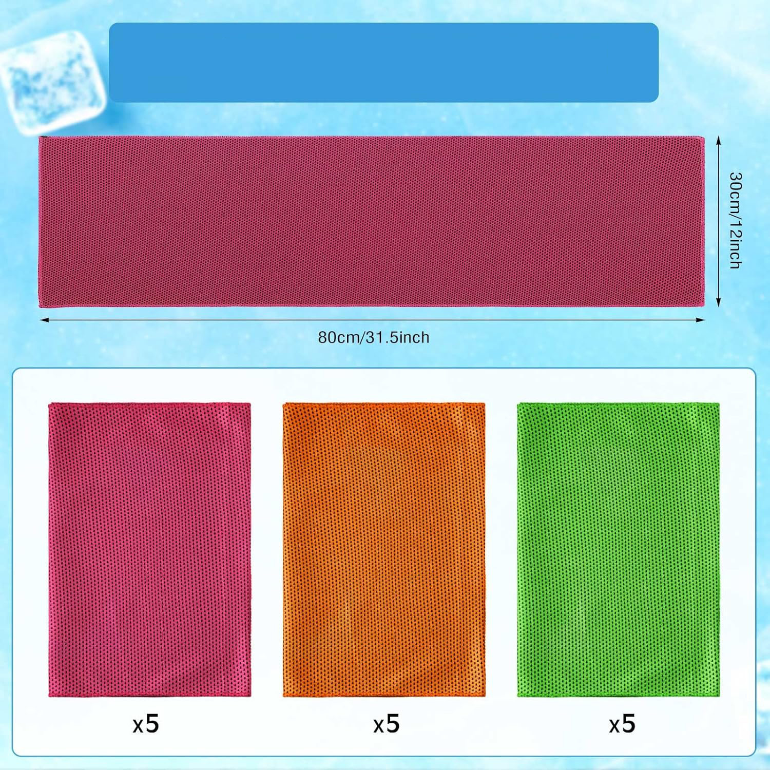 Cooling Quick-Dry Solid Color Ice Chilly Knitted Sports Towel Soft Breathable Fitness Yoga Gym Workout Camping Towel