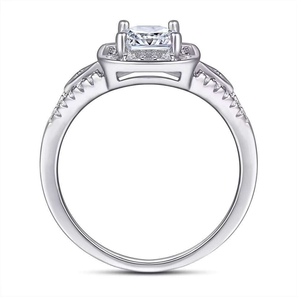 DHcollections Princess Cut Pure silver micro inlaid cubic zirconia square Ring