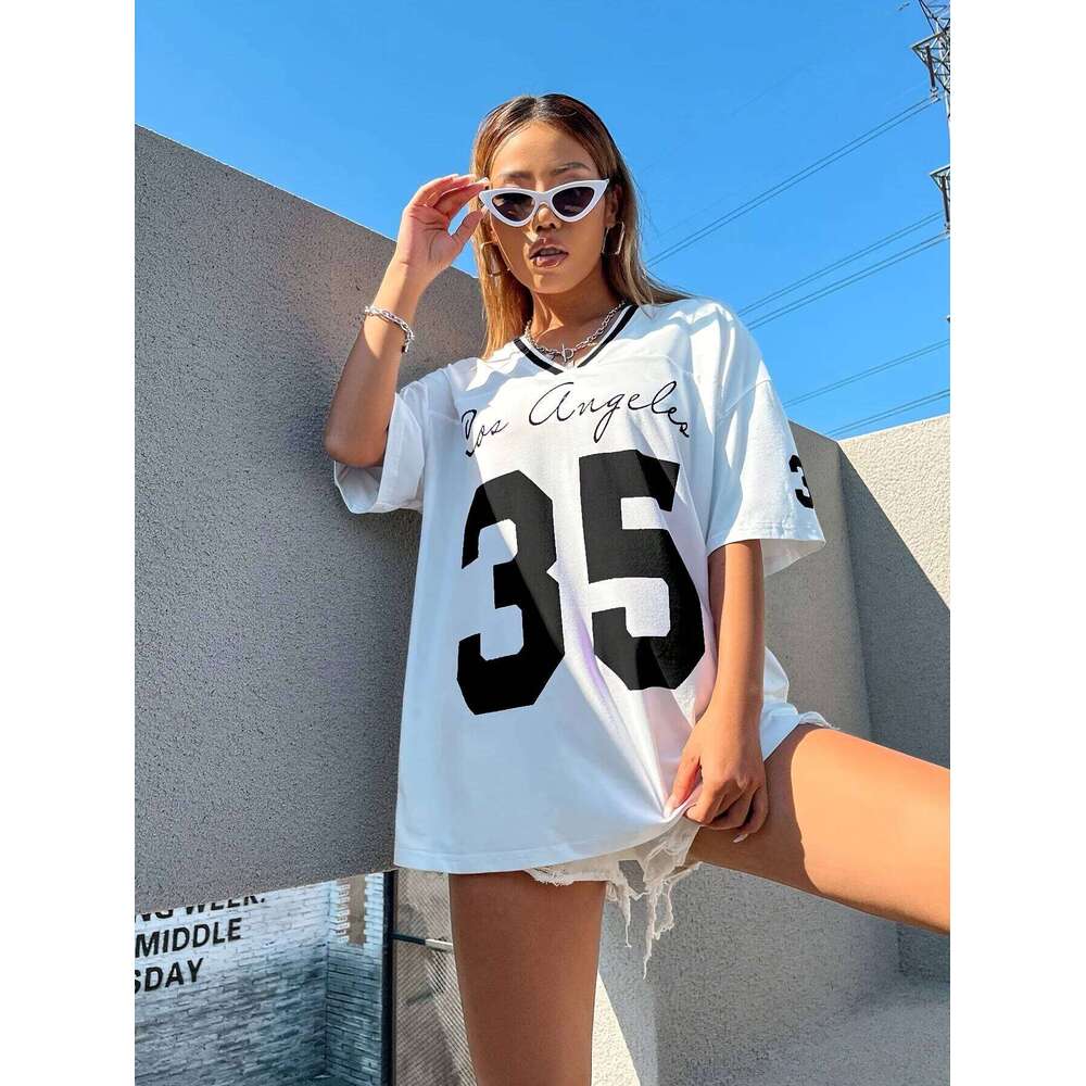 Daily Los Angeles 35 Pattern V-neck Casual Breathable Speed Drying Women Sports T-shirt