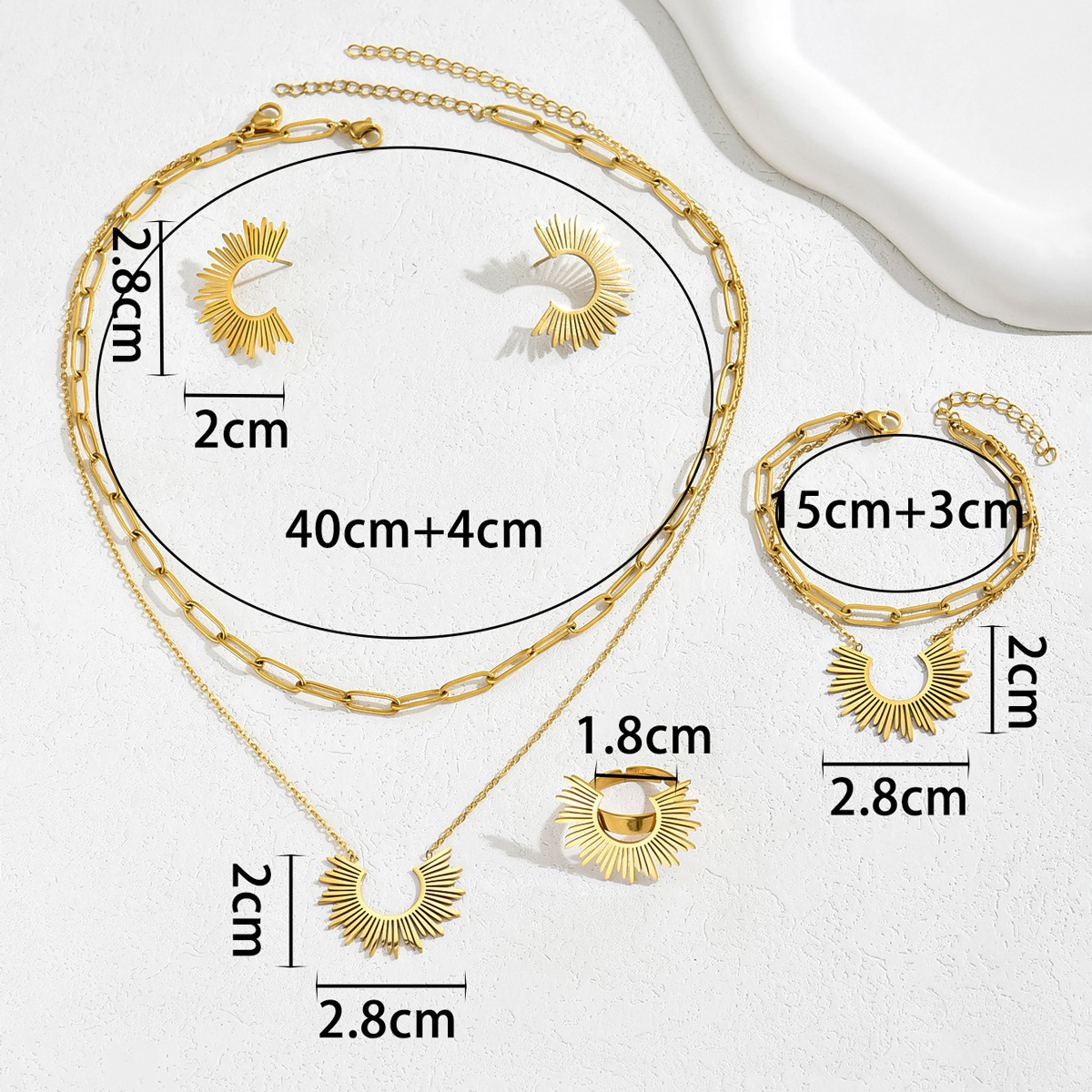 Sweet Little Style Simple Women's Bracelet Earring Jewelry Set Suower Long Pants Necklace Index Finger Ring