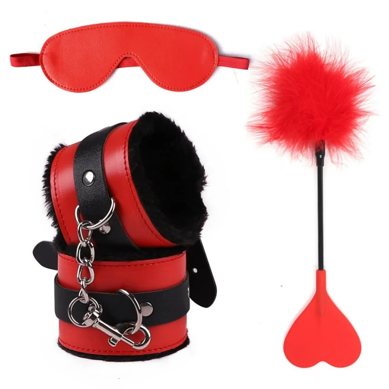 Bondage Equipment Erotic Handcuffs With Blindfold Bdsm Kit Sex Toys For Women Fetish Feather Flirt Spanking Paddle Cosplay Games 250624