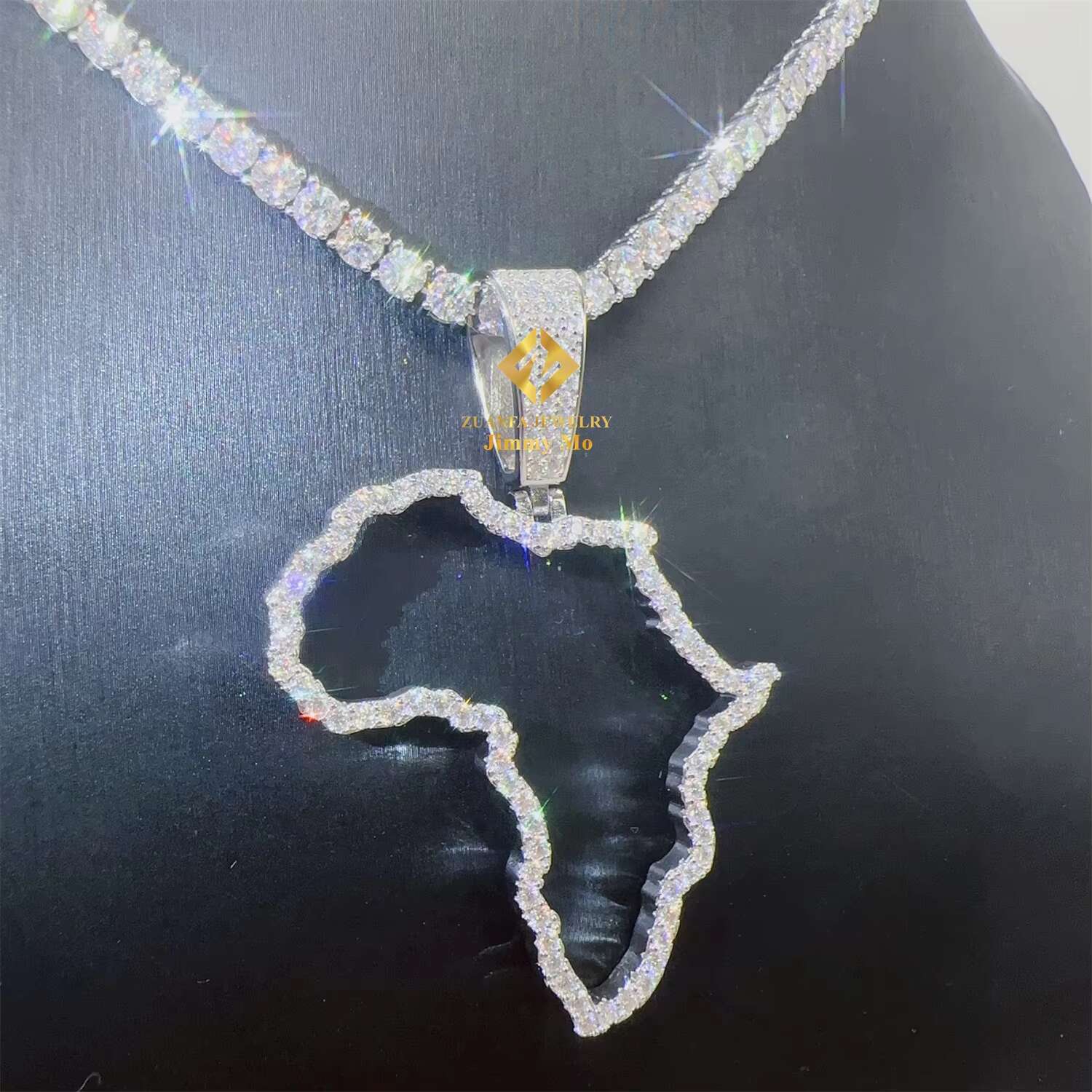 GRA Certificates Pass Diamond Tester Iced Out Fire Jewelry 925 Sterling Silver VVS1 Moissanite Africa Map Pendant