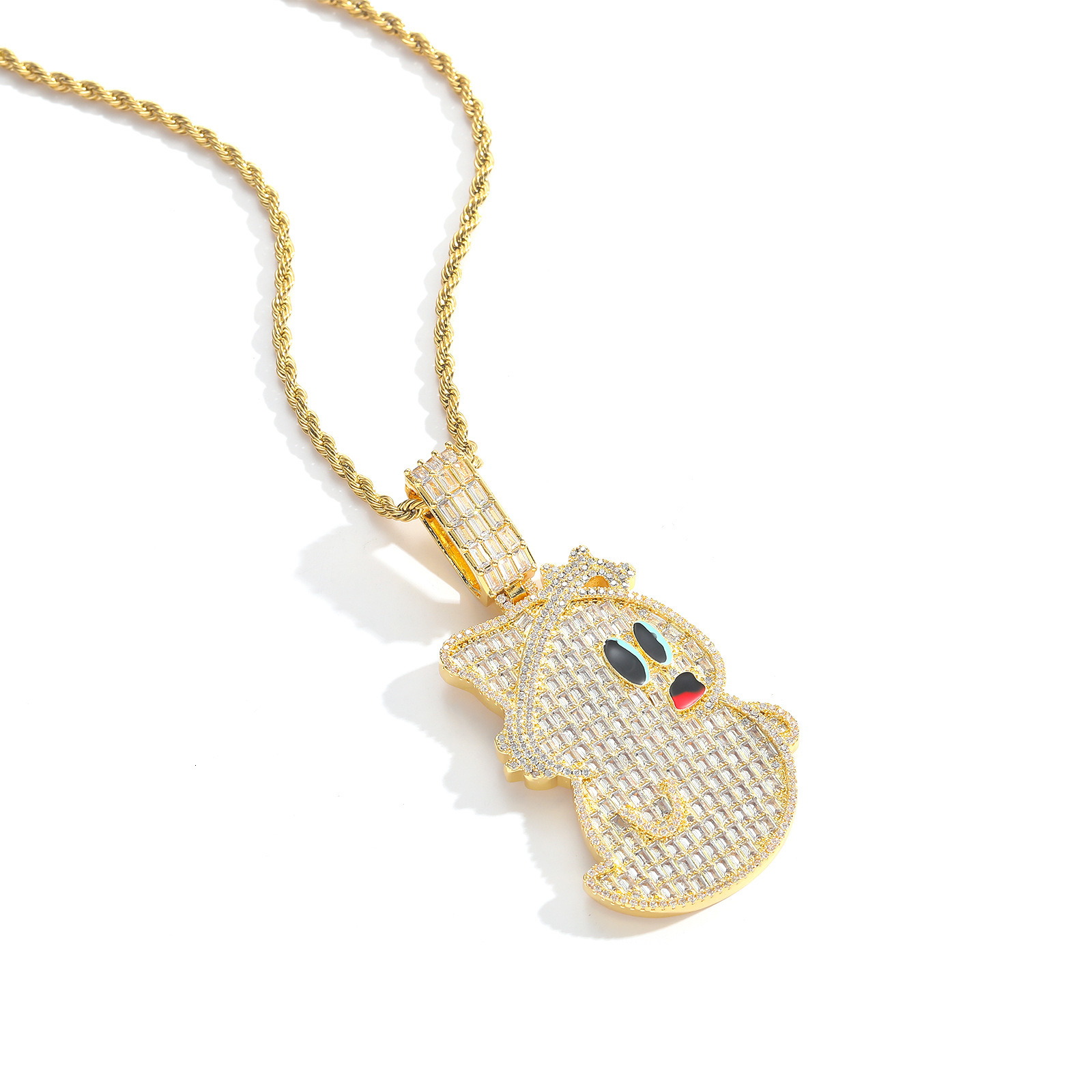 New Arrival Moissanite Jewelry Hip Hop Cartoon Ghost Pendant Iced Out Full Diamond Swag Hip Hop Chain Labubu Accessory Pass the diamond tester