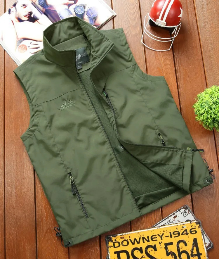 Mens Multi-Pocket Breathable Outdoor Sports Coat Outdoor Tactical Mountaineering Sports Vest Gym Jogging Running Sport Vest 250617