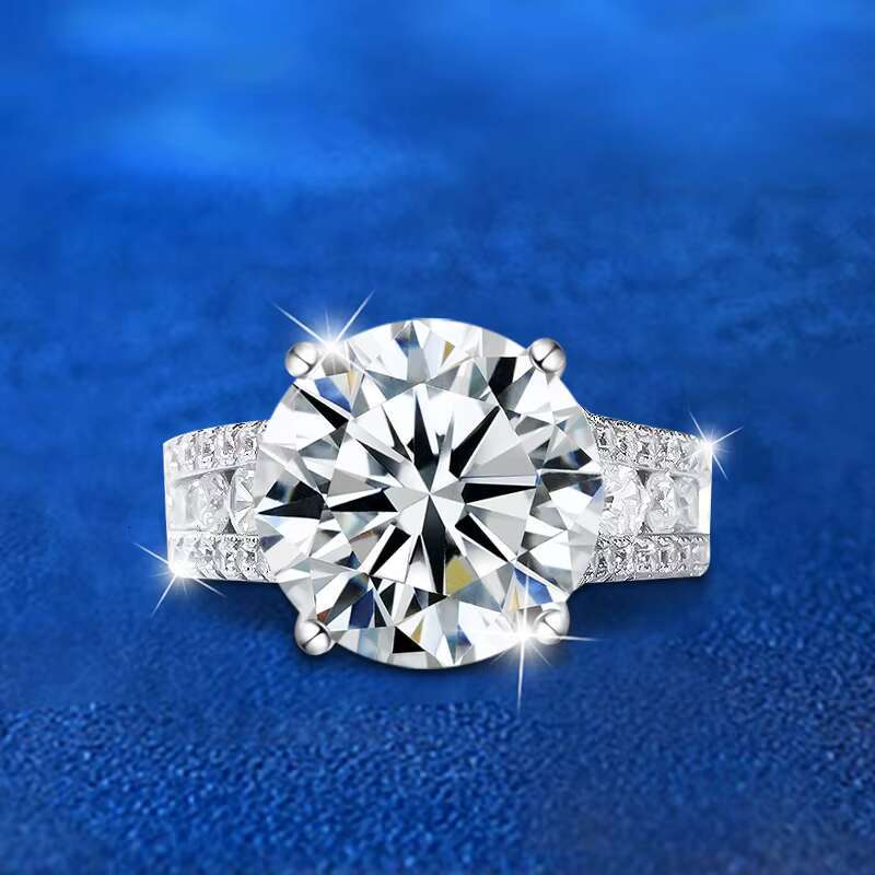 moissanite ring Big Round Cut Moissanite Diamond Solitaire Ring for Women 925 Sterling Silver Engagement Fashion Jewelry