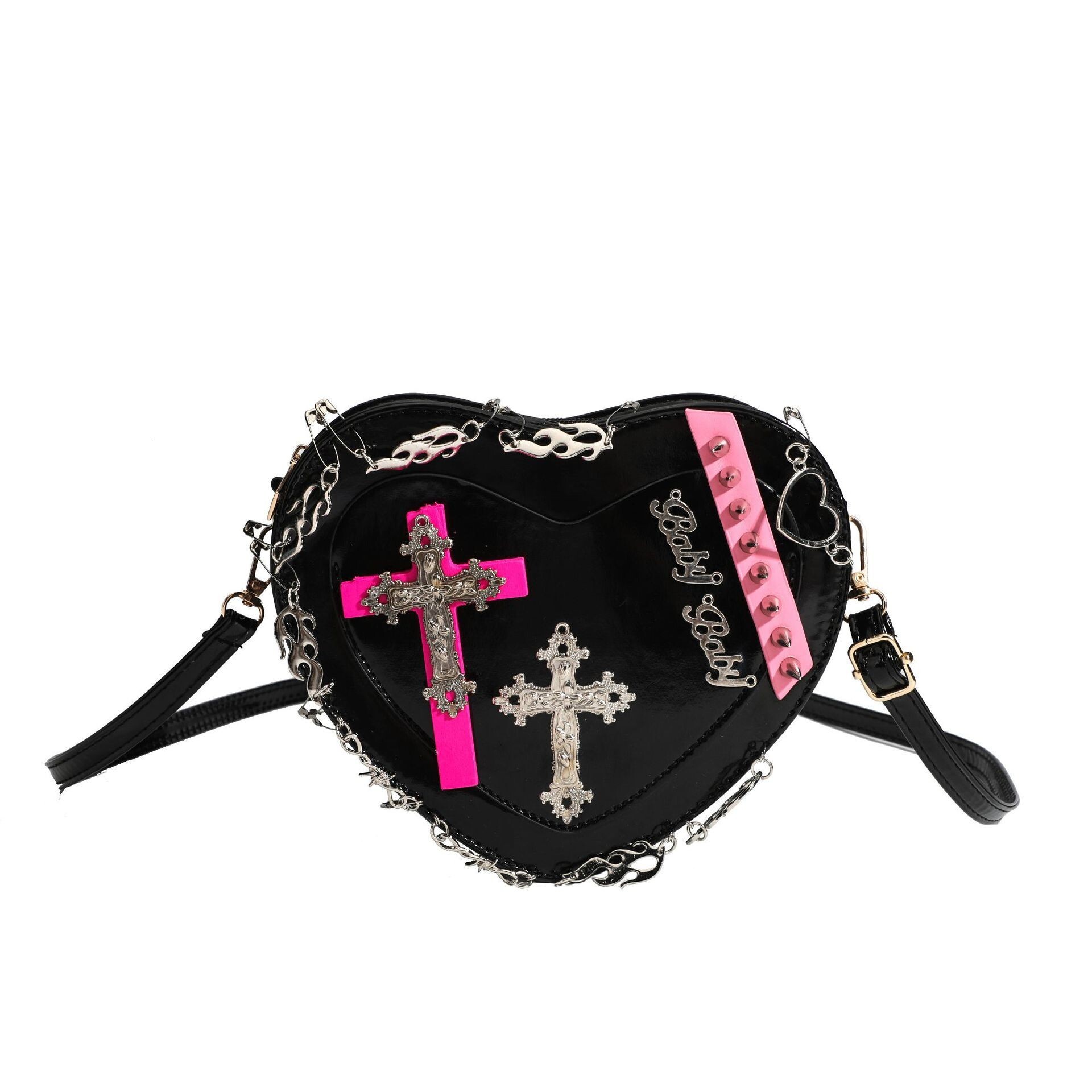 Niche Designer New Versatile Women's Internet Celebrity Fashion Crossbody Y2K Hot Girl Heart-shaped Shoulder Bag