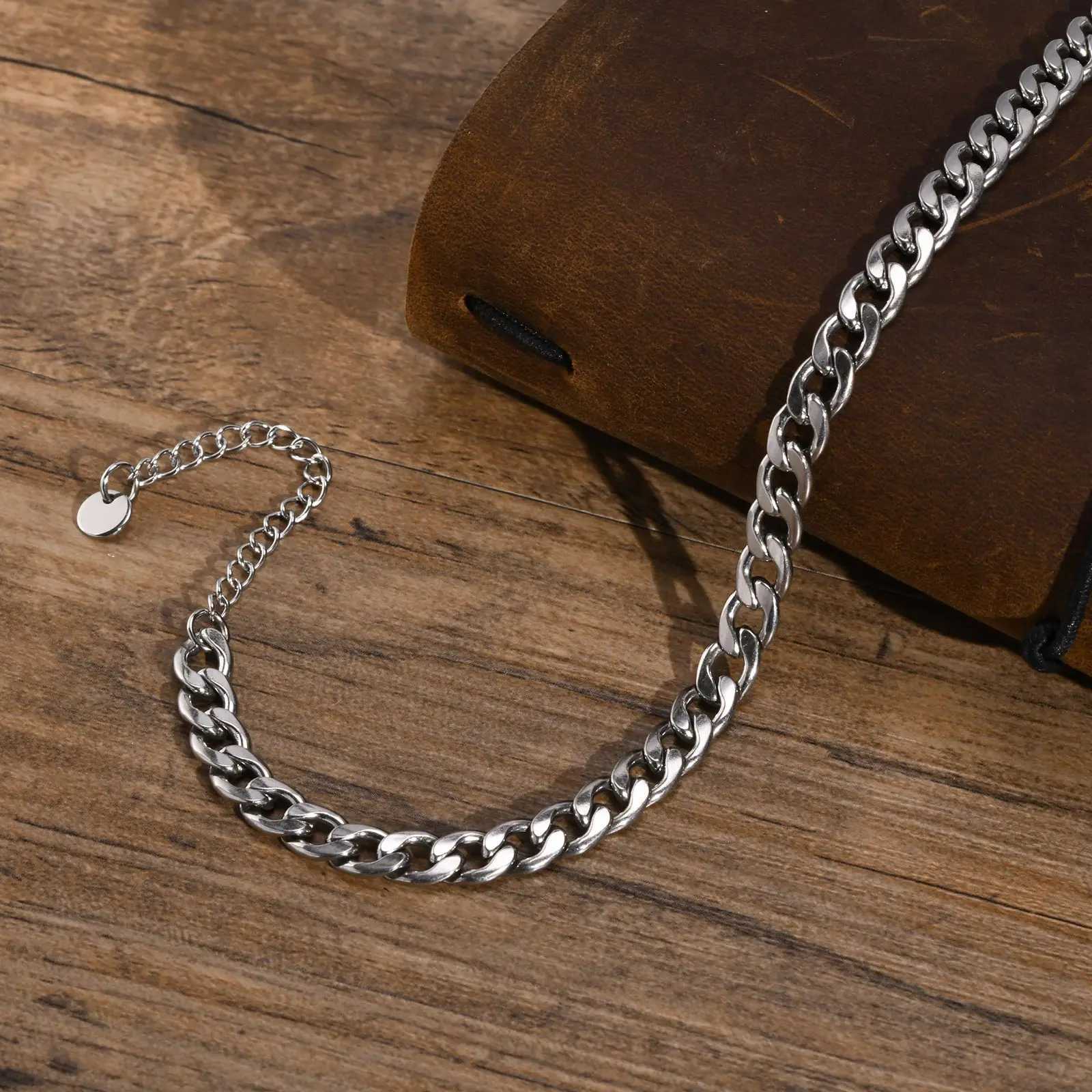 Waterproof Stainless Steel Cuban Wheat Chain Anklet Bracelets for Men Summer Holiday Beach Foot Gifts JewelryLength Adjustable U250624
